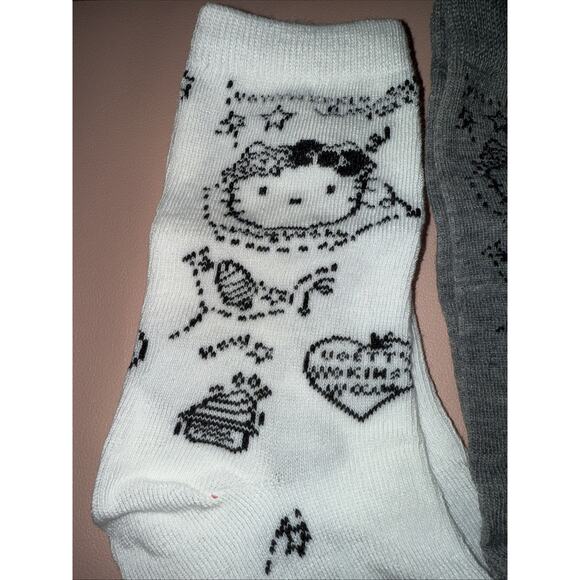 Set Of Three Pairs Women’s Black, Gray, White Hello Kitty Crew Socks - Picture 2 of 7